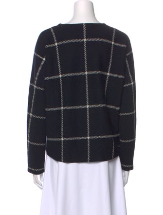 Maje Plaid Print Scoop Neck Sweater