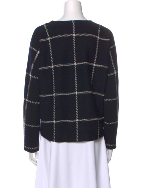 Maje Plaid Print Scoop Neck Sweater