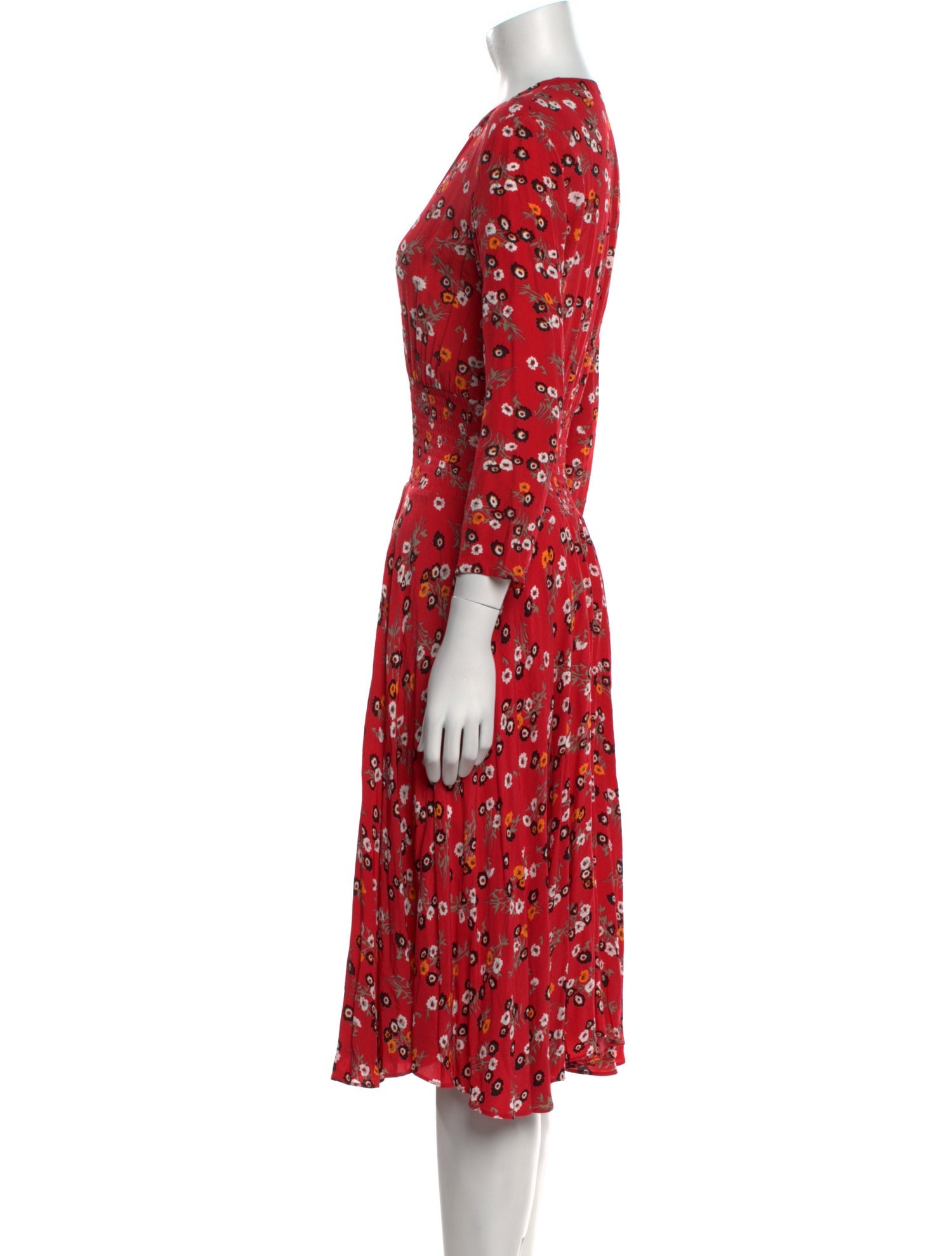 Maje Floral Print Midi Length Dress
