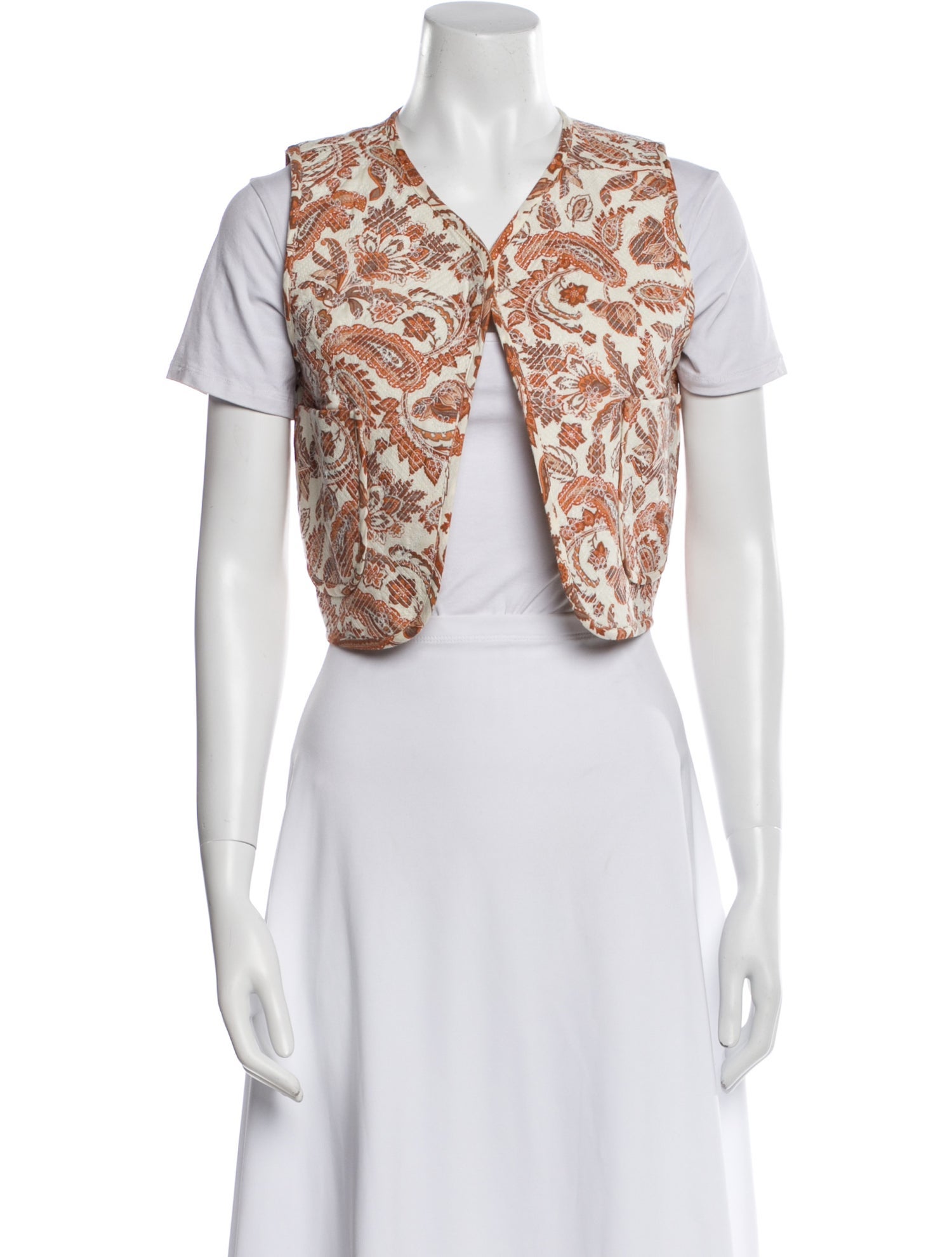 Maje Lace Pattern V-Neck Crop Top