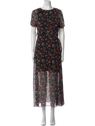 Maje Floral Print Long Dress