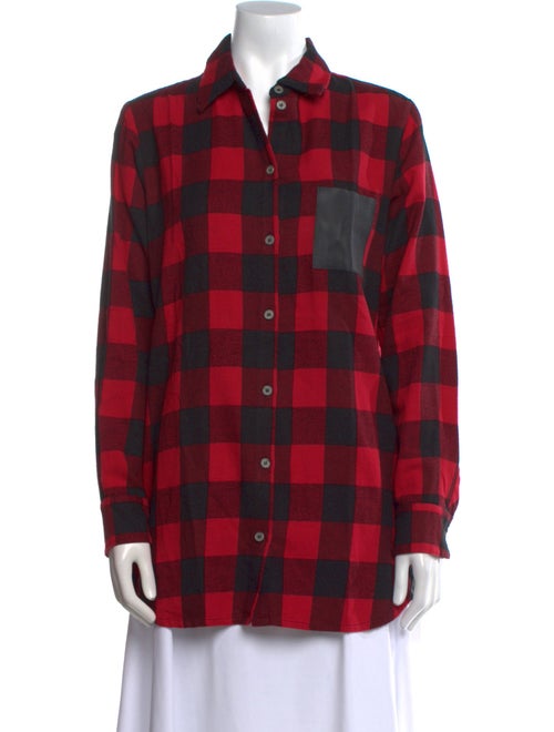 Maje Plaid Print Long Sleeve Button-Up Top