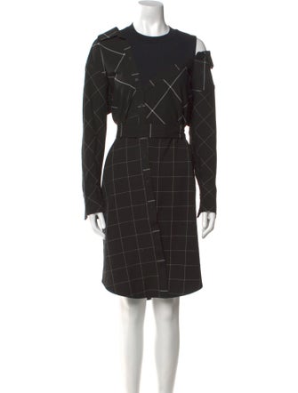 Maje Plaid Print Knee-Length Dress