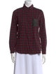 Maje Plaid Print Long Sleeve Button-Up Top