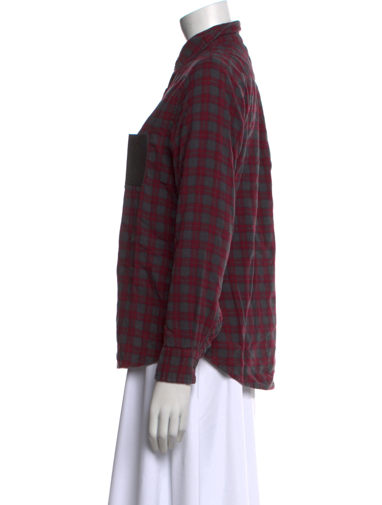 Maje Plaid Print Long Sleeve Button-Up Top