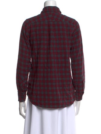 Maje Plaid Print Long Sleeve Button-Up Top