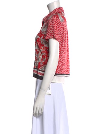 Maje Printed Short Sleeve Crop Top