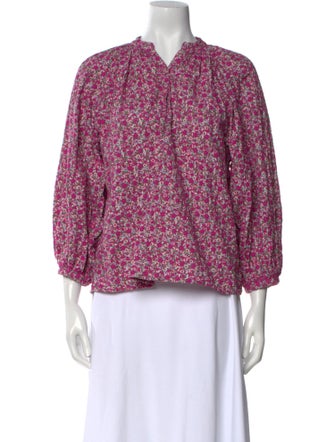 Maje Floral Print V-Neck Blouse