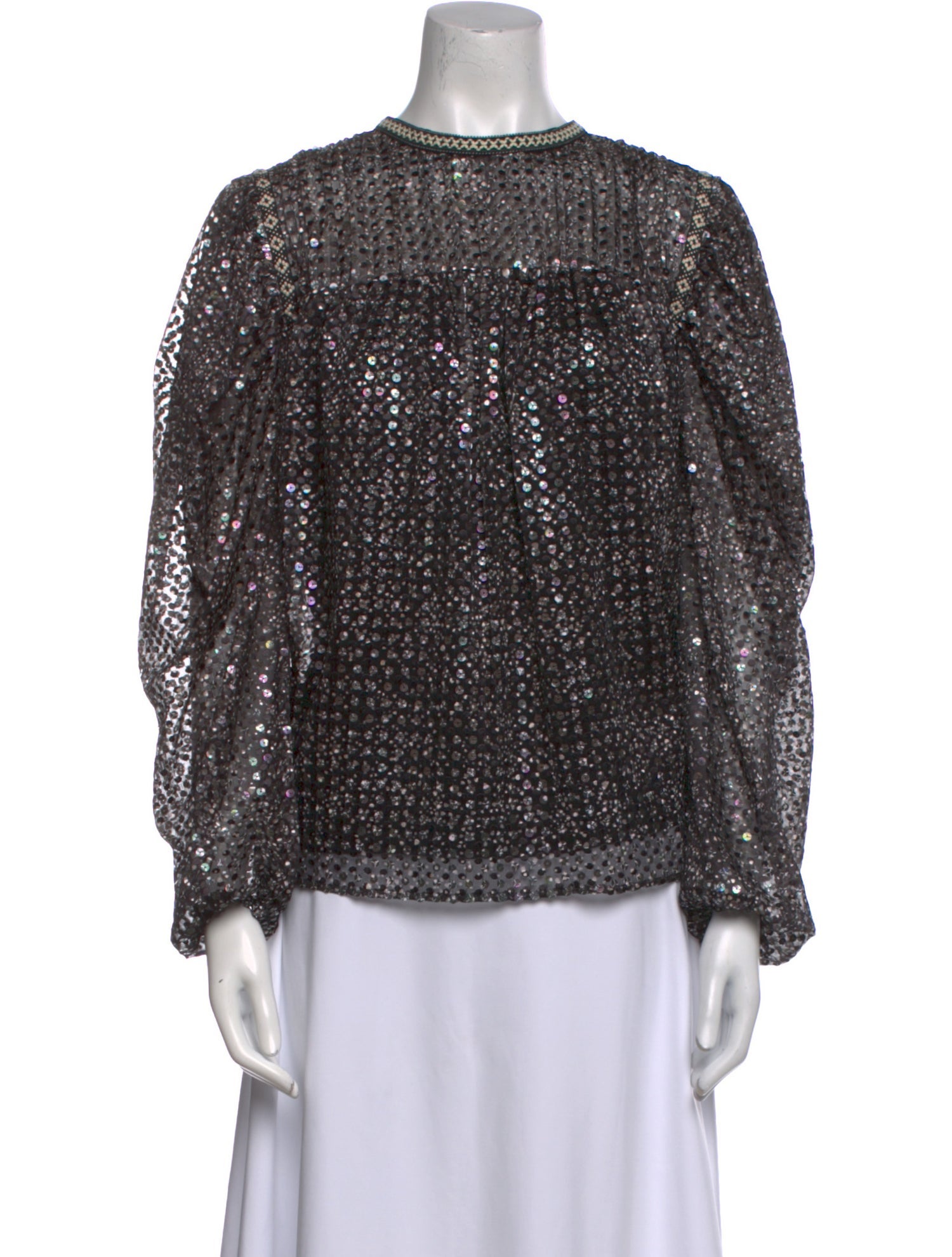 Maje Printed Mock Neck Blouse