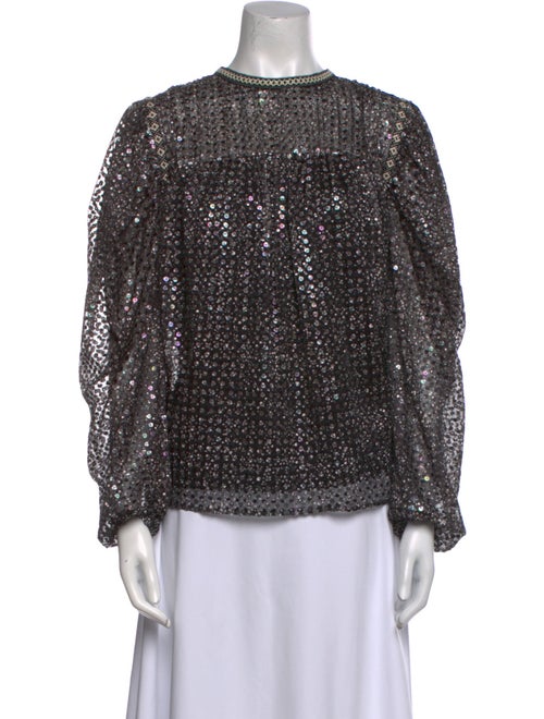 Maje Printed Mock Neck Blouse