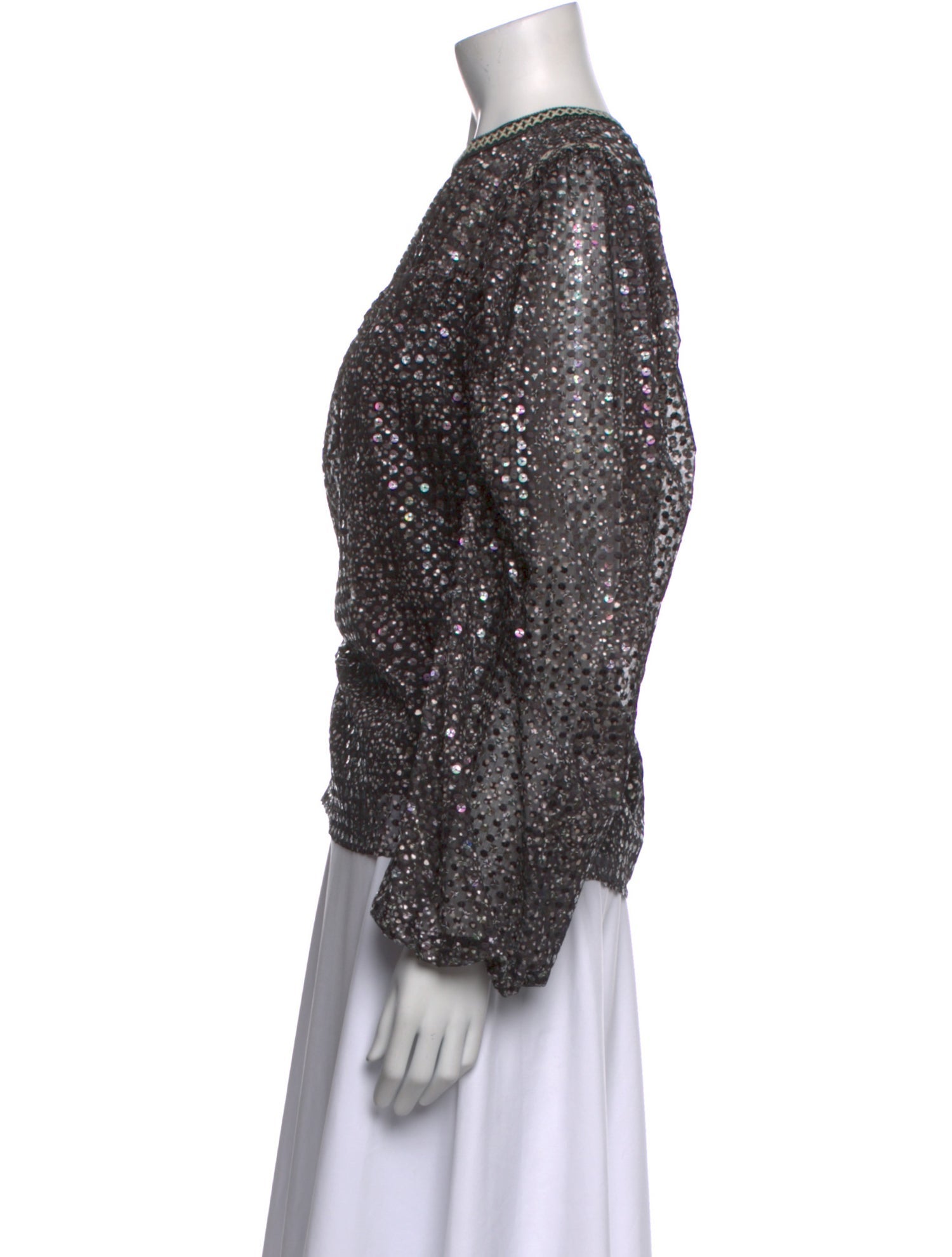 Maje Printed Mock Neck Blouse