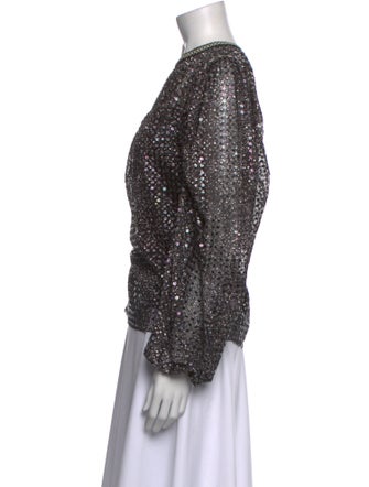 Maje Printed Mock Neck Blouse