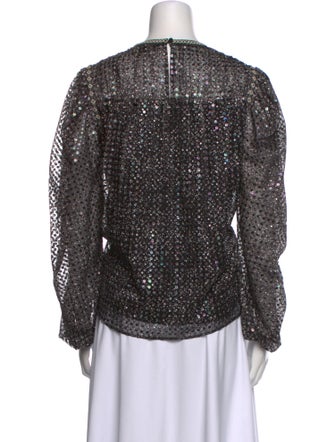 Maje Printed Mock Neck Blouse