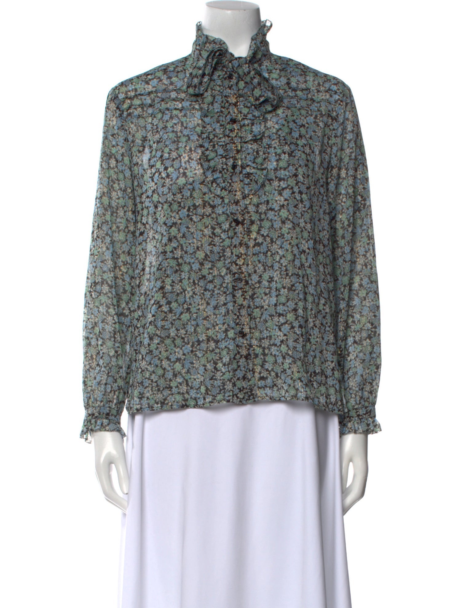 Maje Printed Mock Neck Blouse