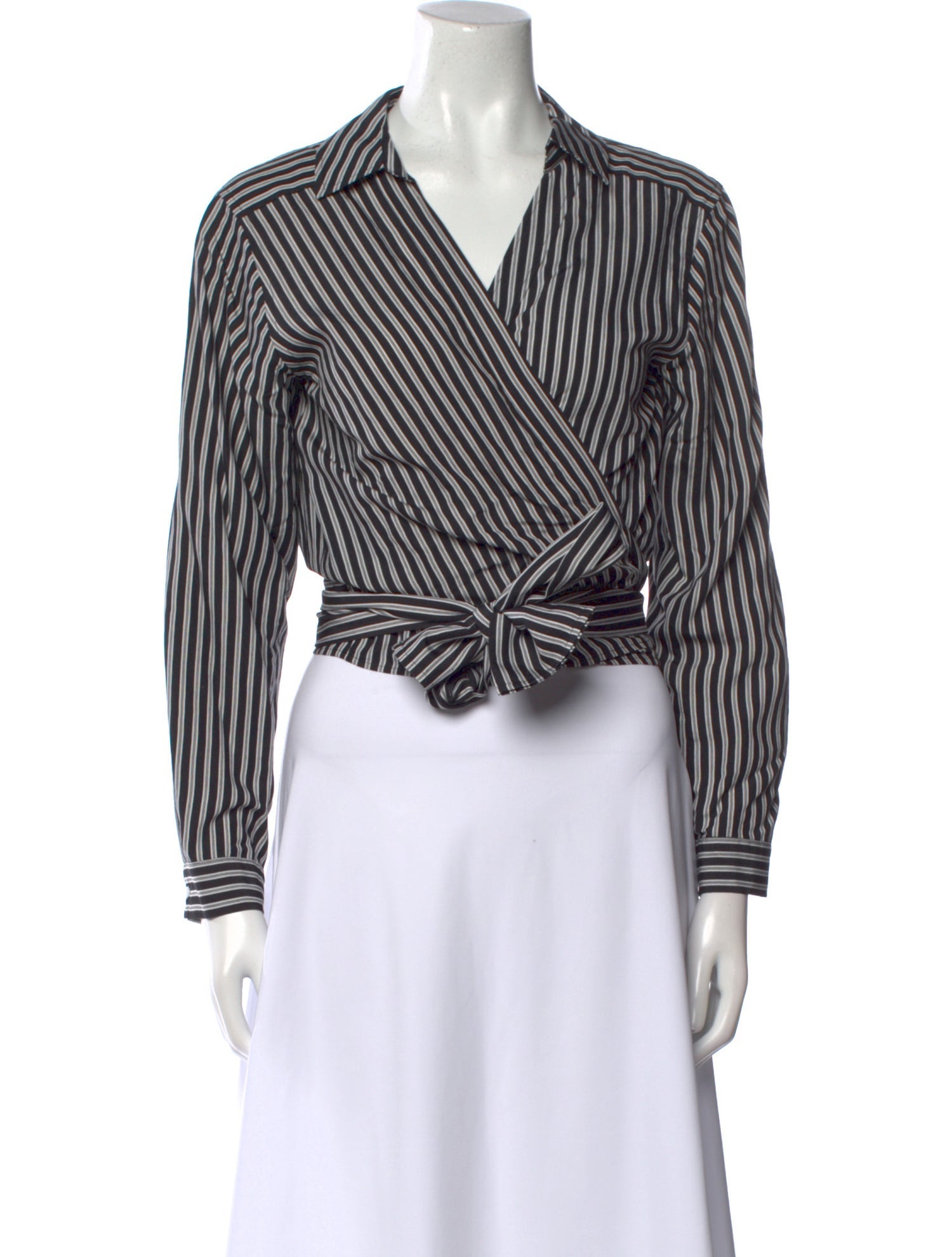 Maje Striped Long Sleeve Crop Top