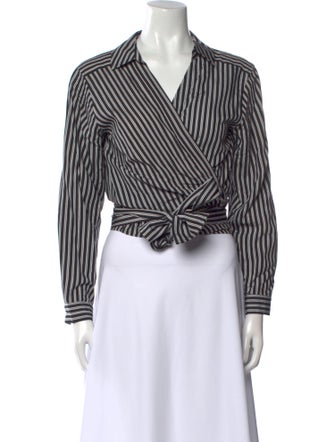 Maje Striped Long Sleeve Crop Top