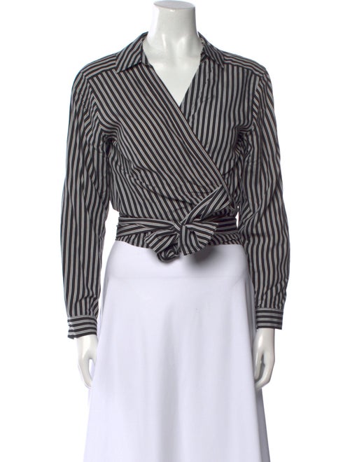 Maje Striped Long Sleeve Crop Top