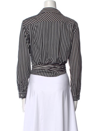 Maje Striped Long Sleeve Crop Top