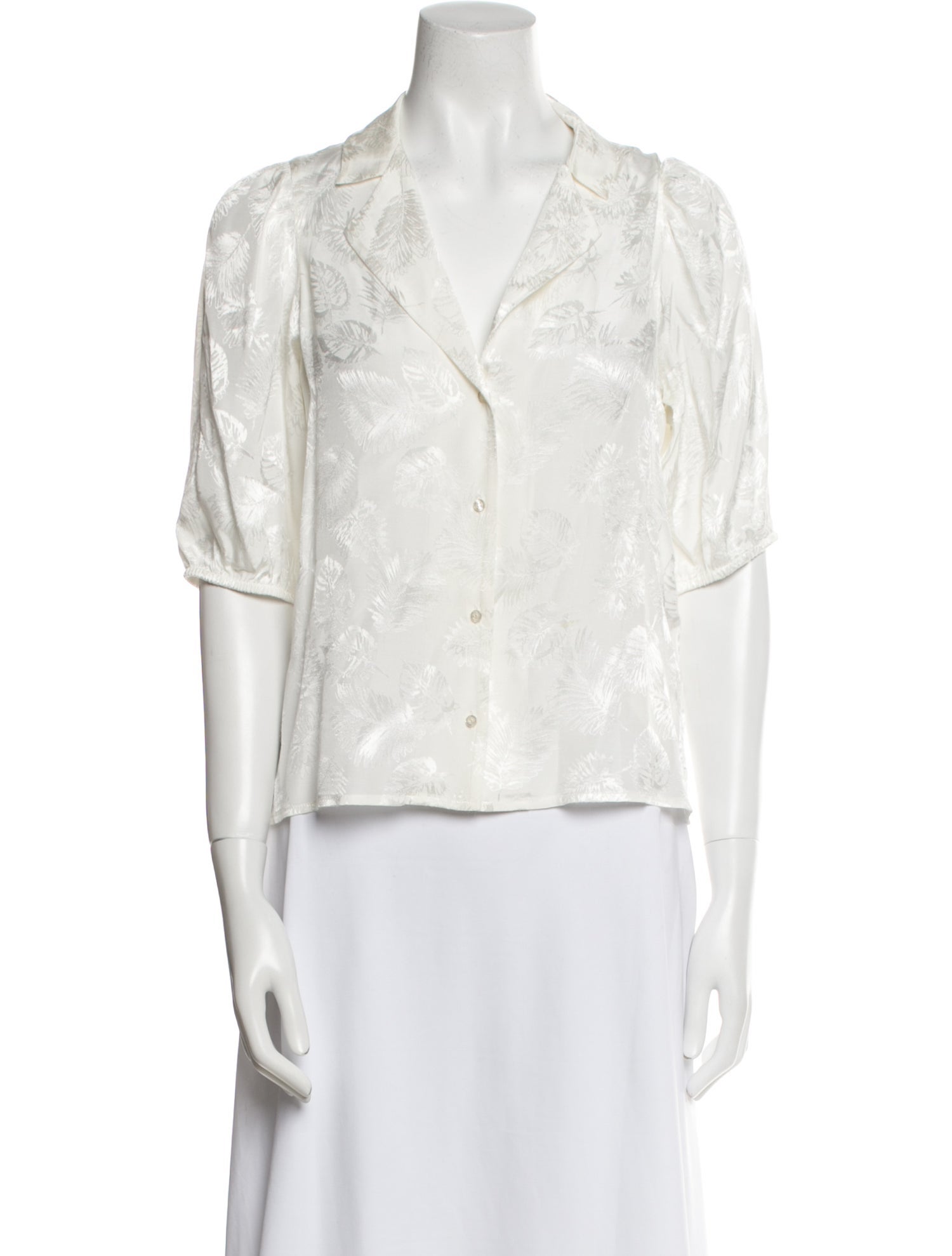 Maje V-Neck Three-Quarter Sleeve Button-Up Top