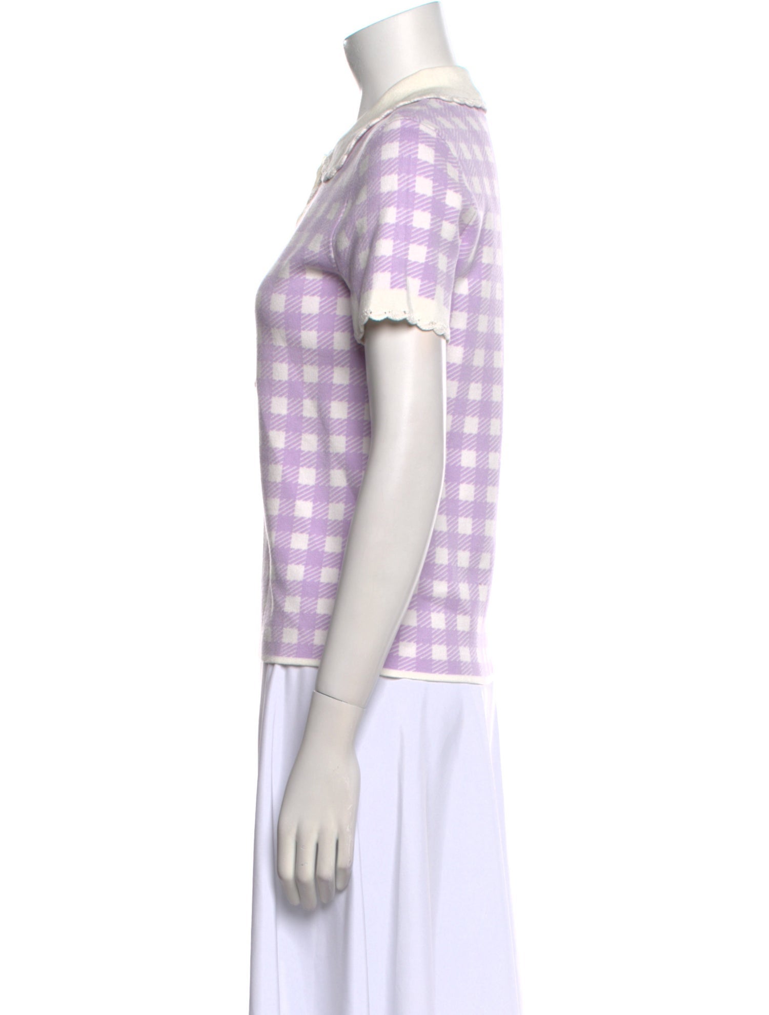 Maje Plaid Print Short Sleeve Polo