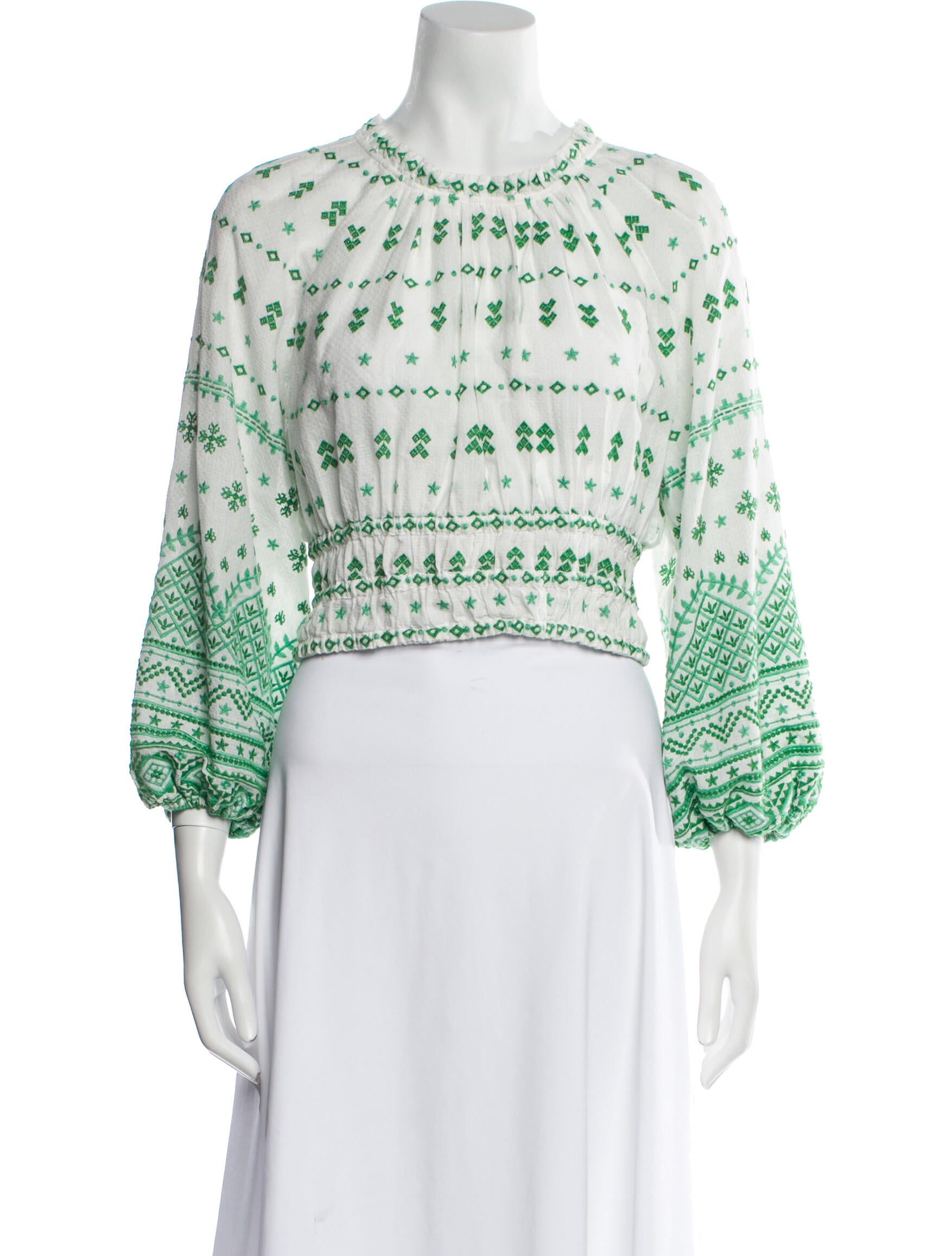 Maje Printed Crew Neck Crop Top