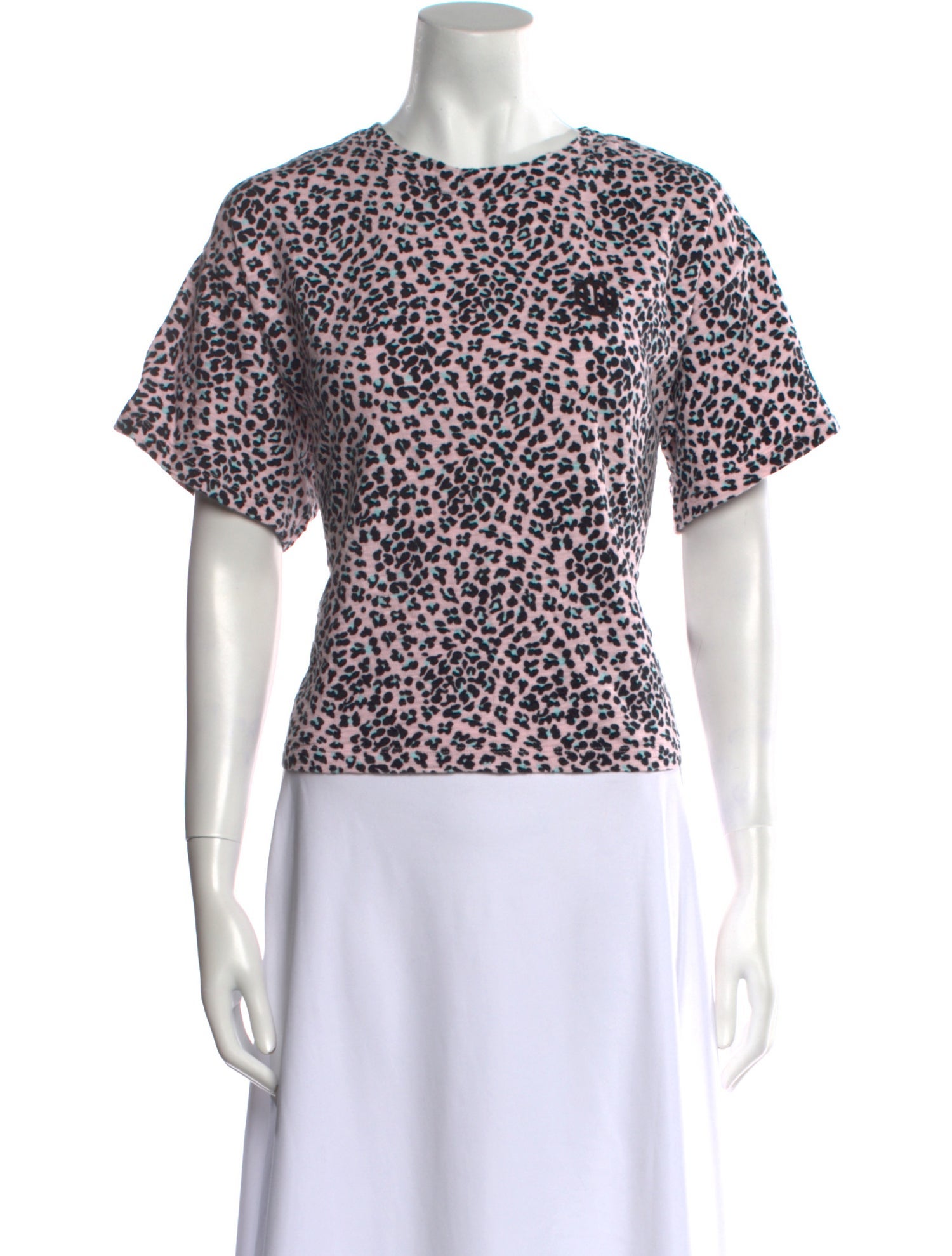 Maje Animal Print Crew Neck Crop Top