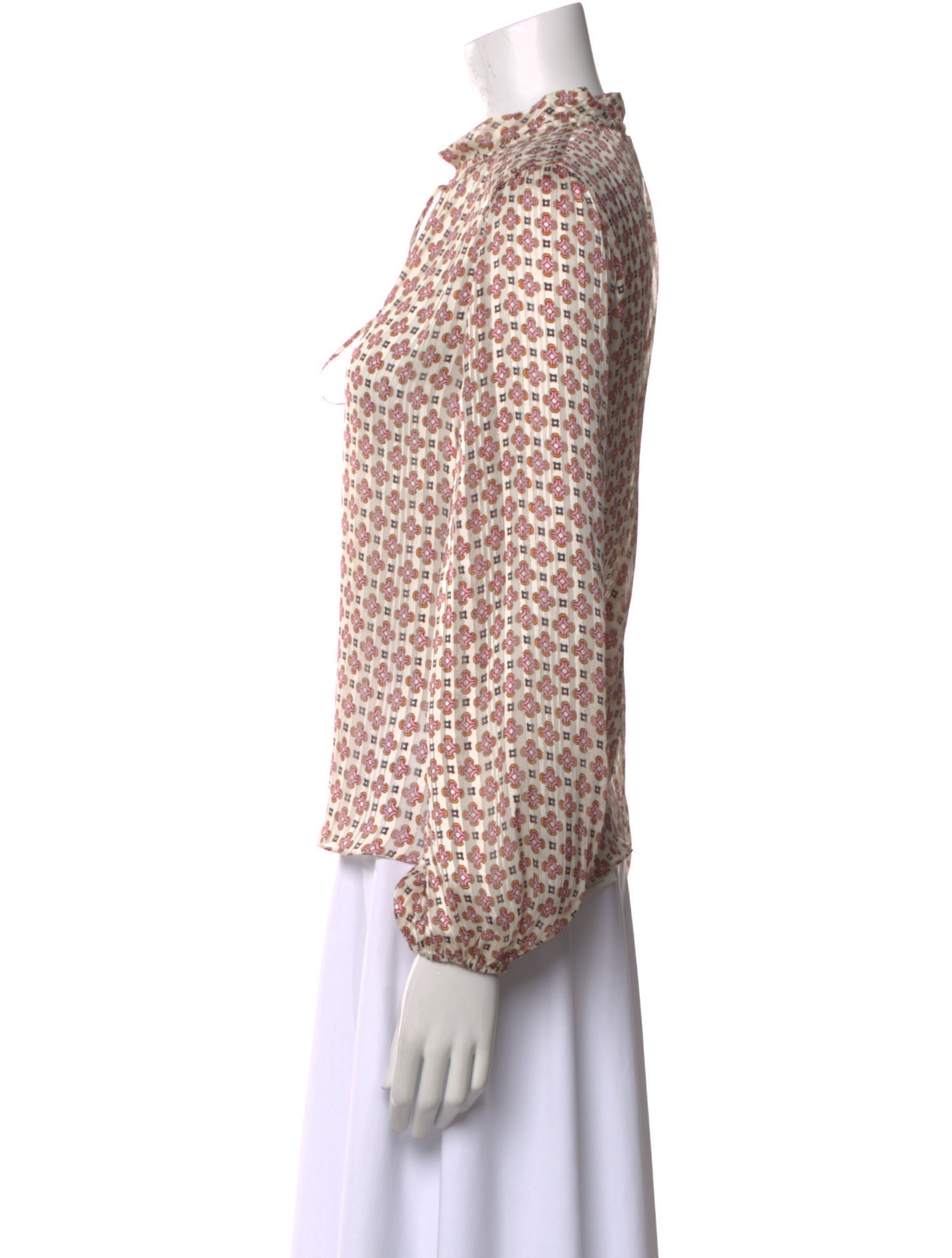 Maje Printed Mock Neck Blouse