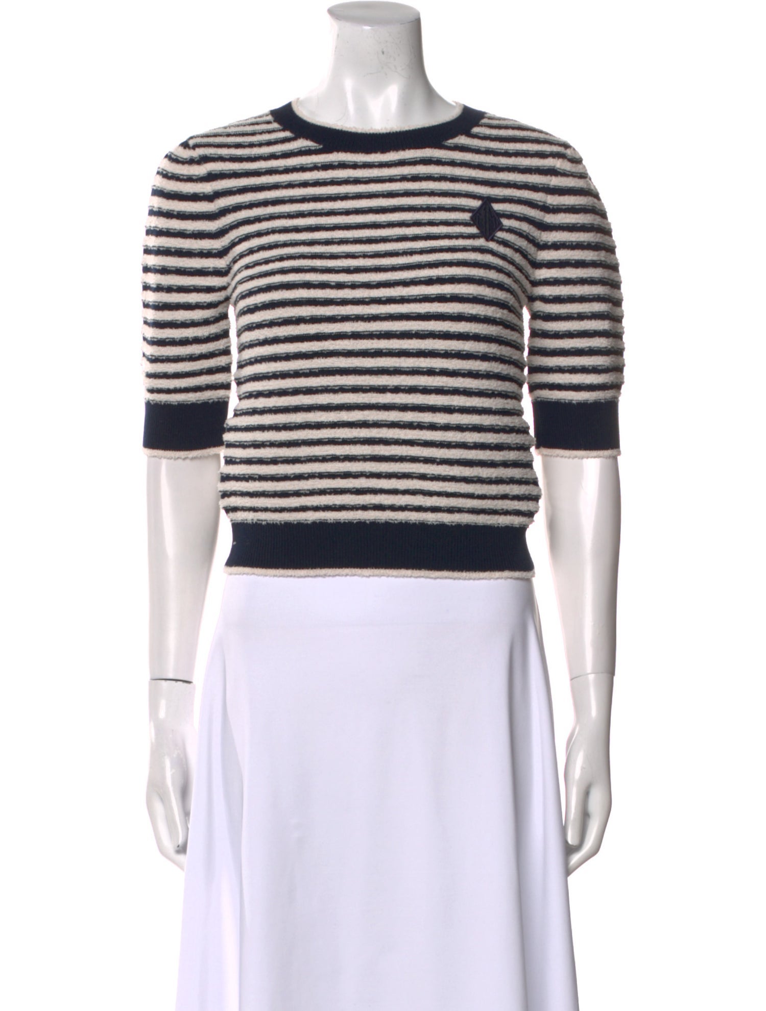 Maje Striped Crew Neck Crop Top