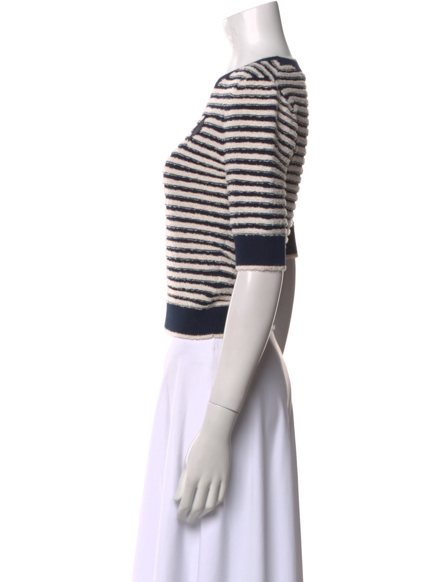 Maje Striped Crew Neck Crop Top