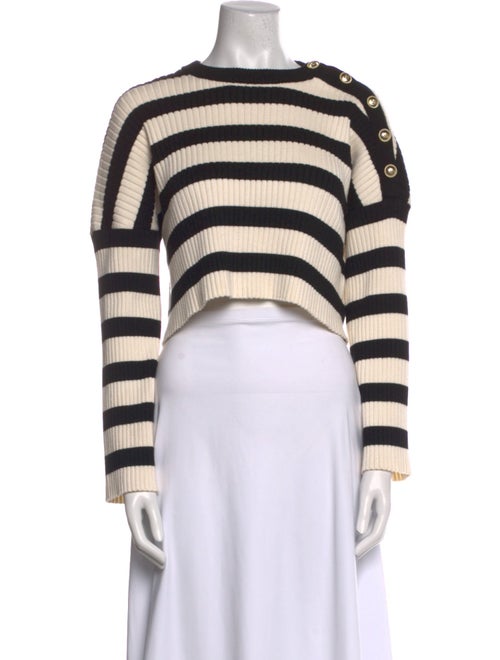 Maje Striped Crew Neck Crop Top