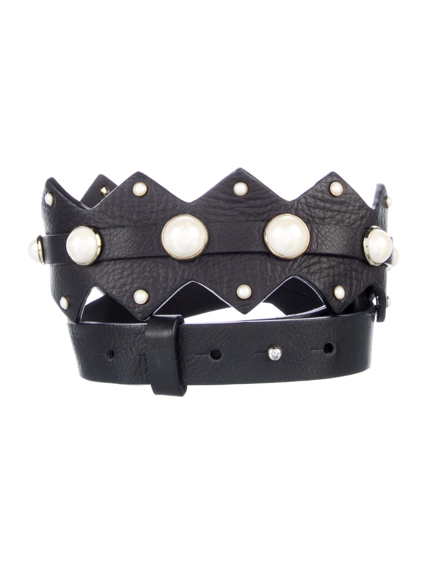Maje Leather Studded Accents Waist Belt