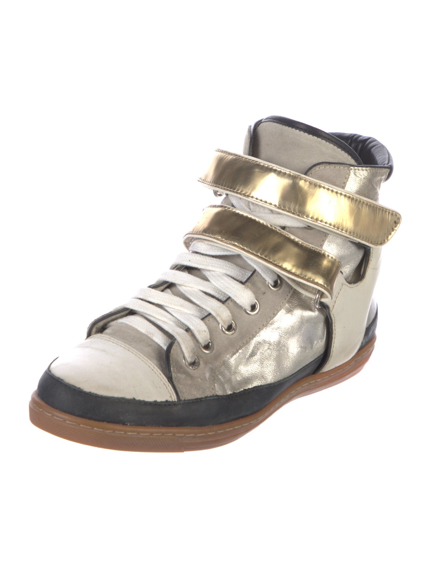 Maje Leather Colorblock Pattern Sneakers