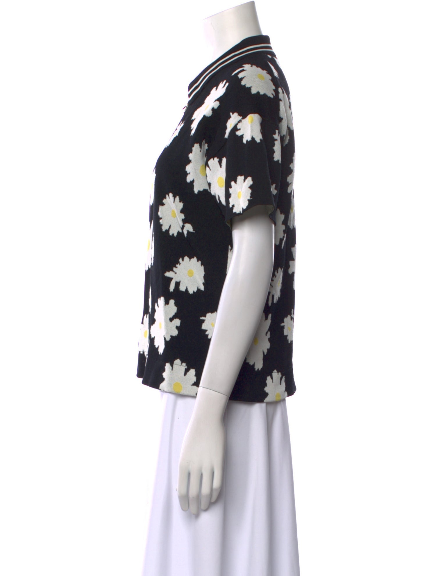 Maje Floral Print Short Sleeve Polo