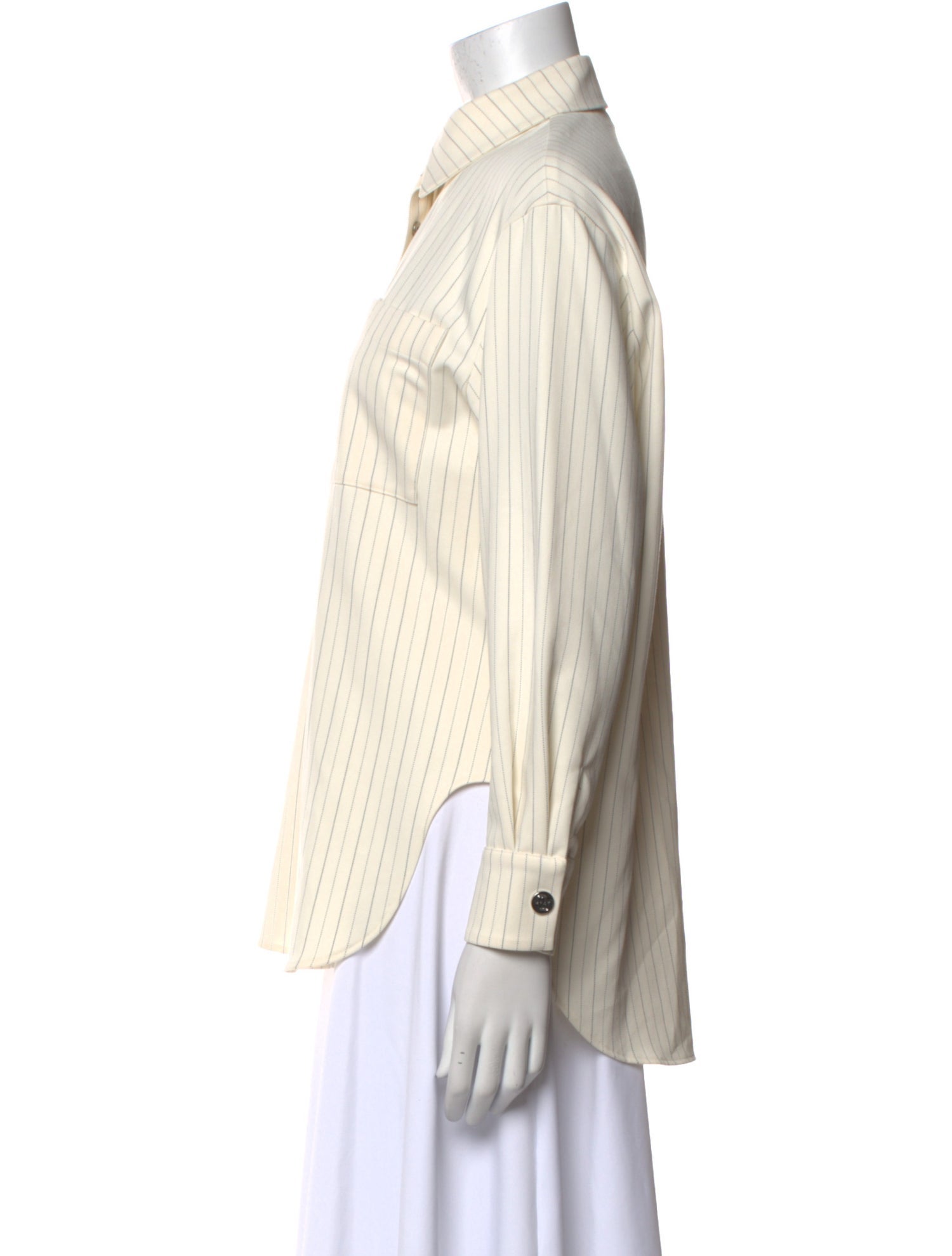 Maje Striped Long Sleeve Button-Up Top