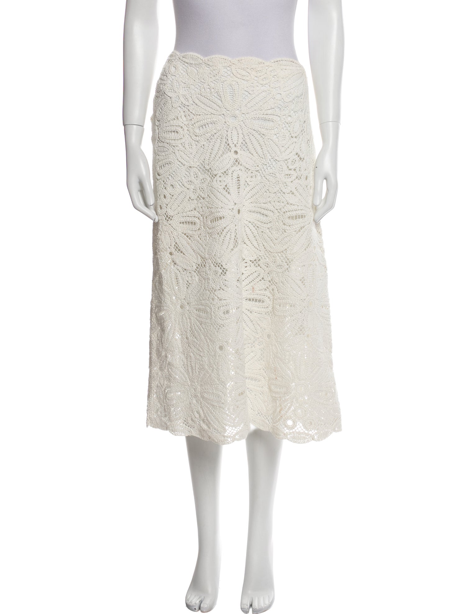 Maje Lace Pattern Midi Length Skirt