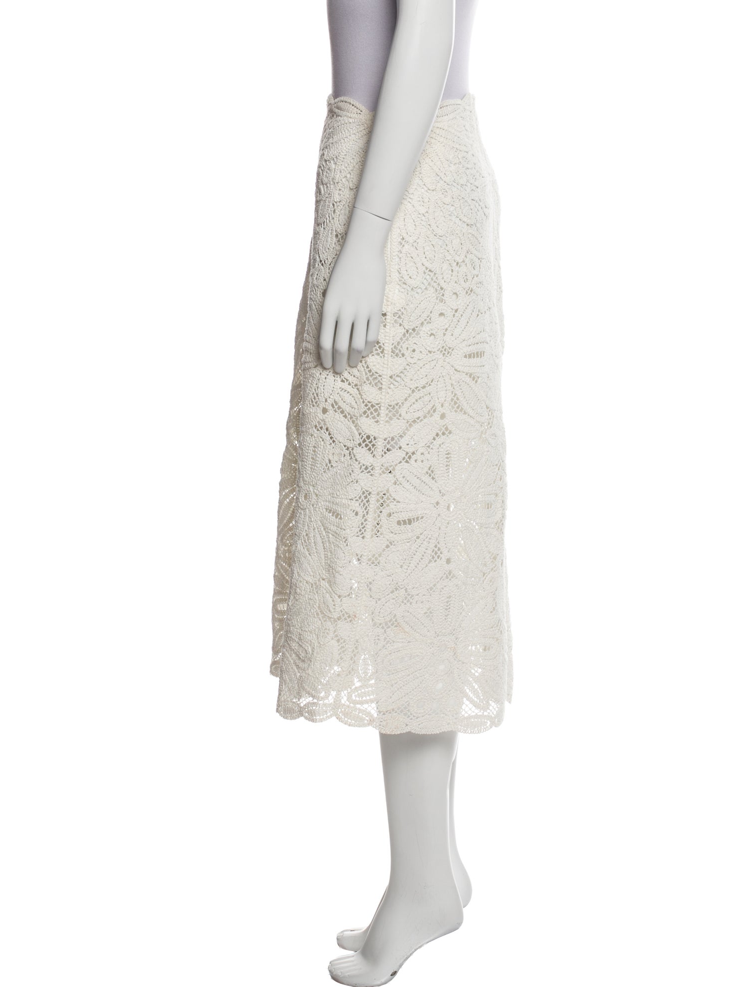 Maje Lace Pattern Midi Length Skirt