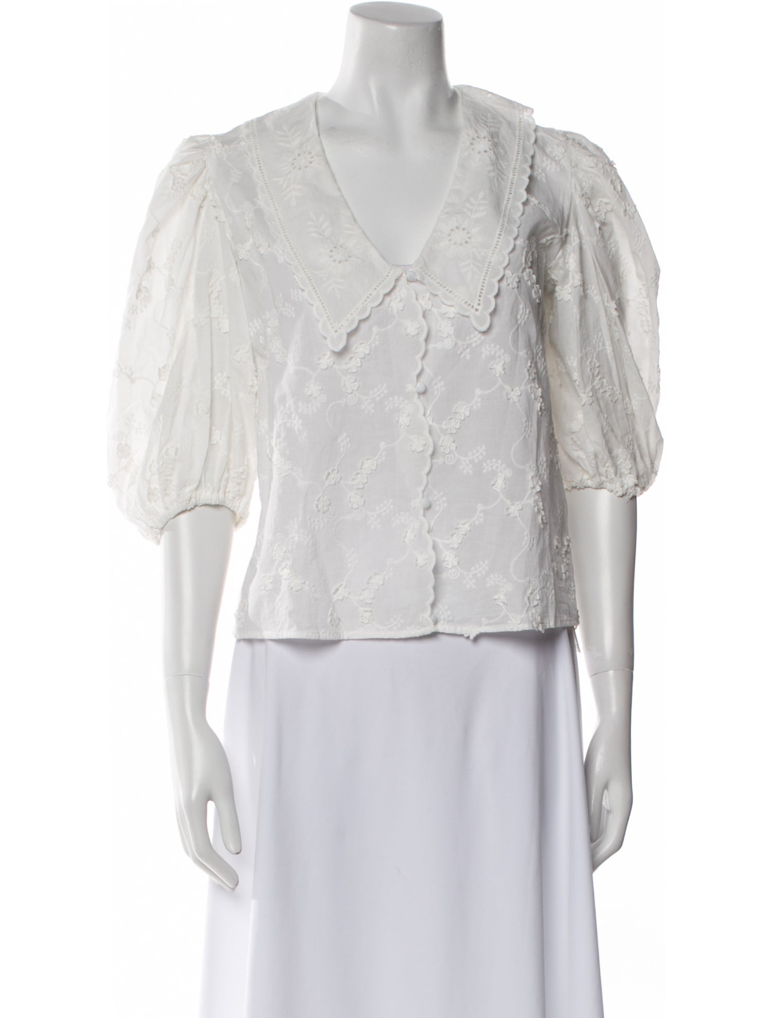 Maje V-Neck Three-Quarter Sleeve Button-Up Top