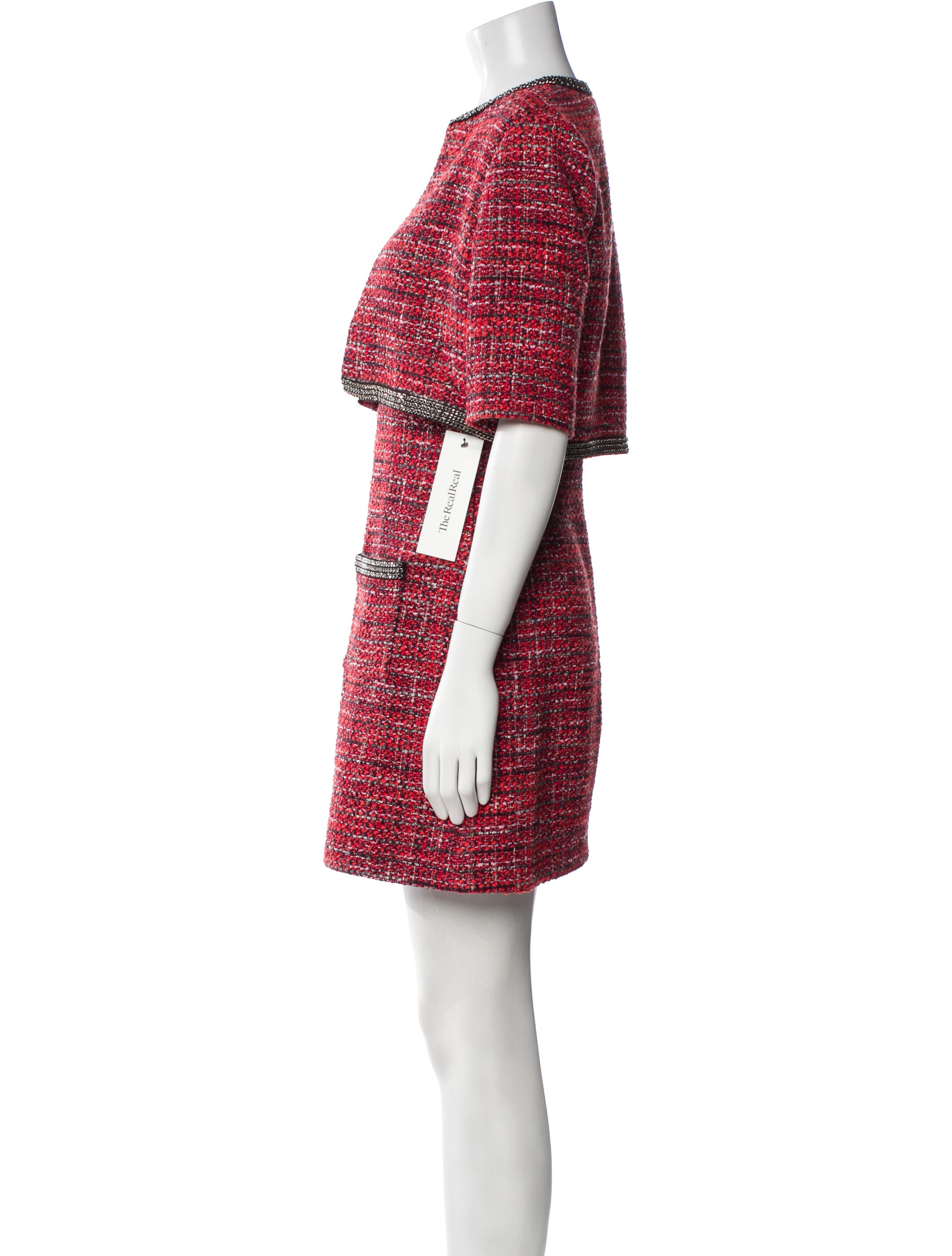 Maje Tweed Pattern Chain-Link Accents Skirt Set