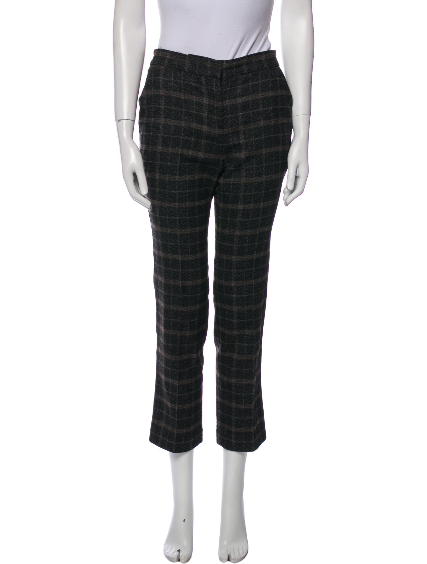 Maje Plaid Print Straight Leg Pants