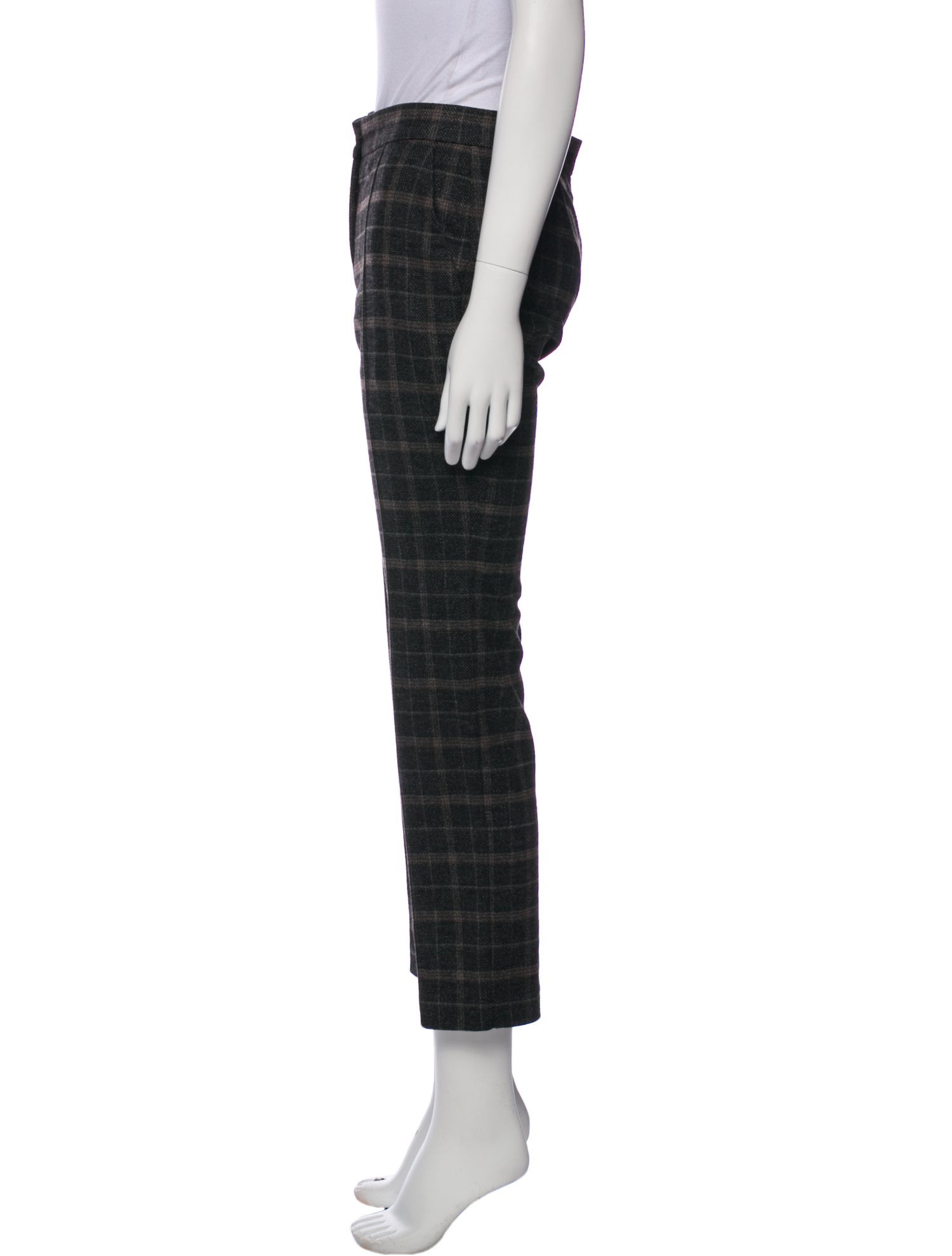 Maje Plaid Print Straight Leg Pants