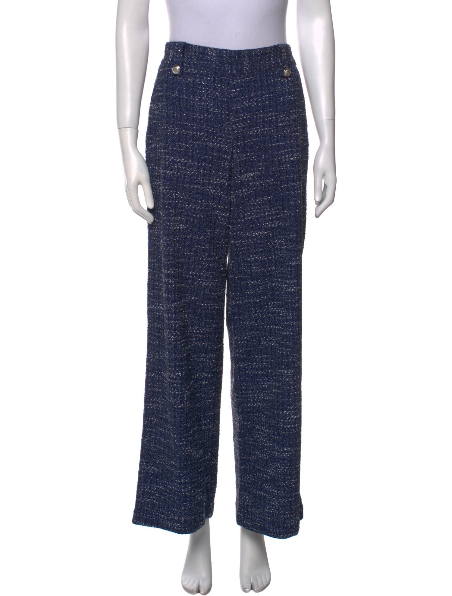 Maje Tweed Pattern Wide Leg Pants