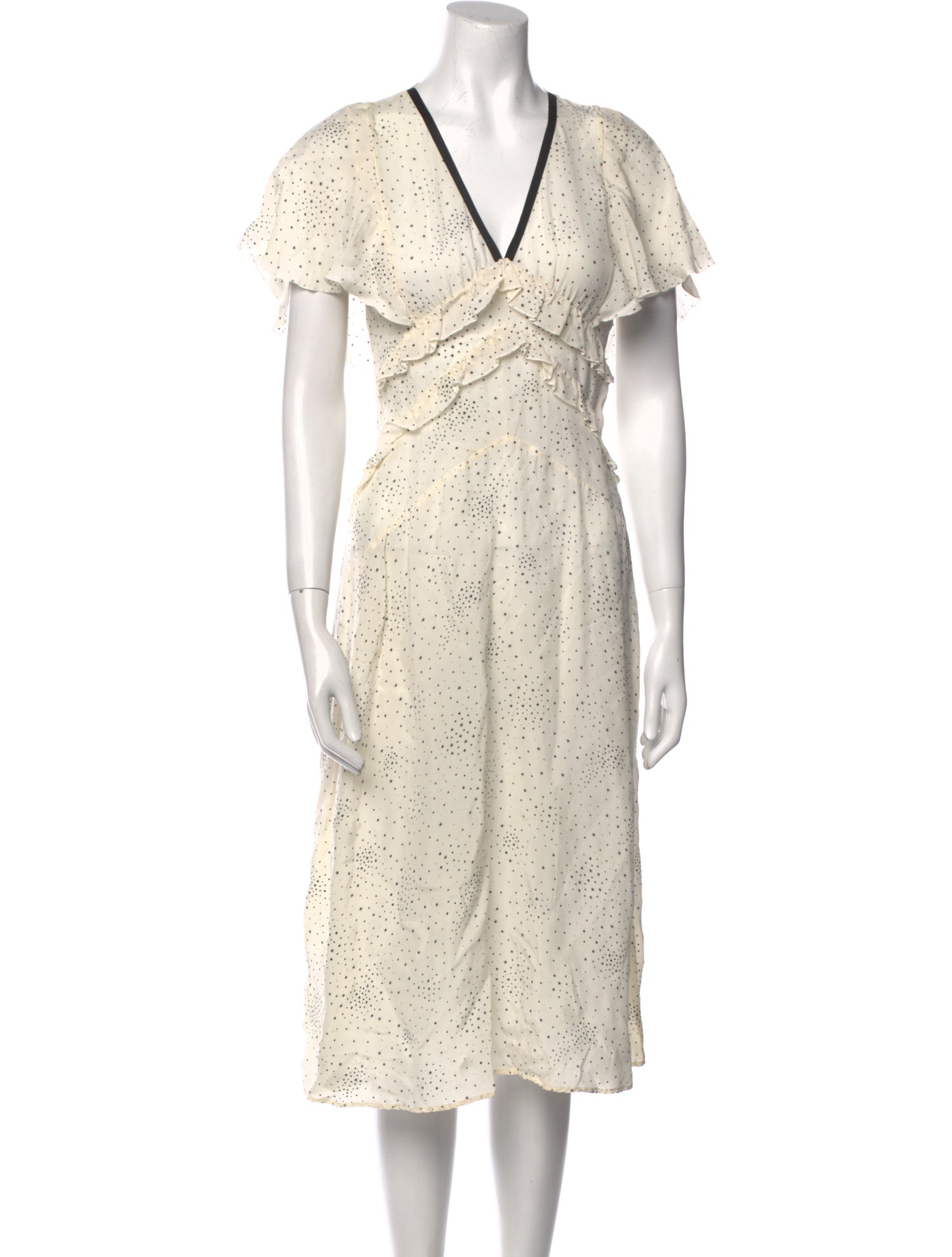 Maje Polka Dot Print Midi Length Dress