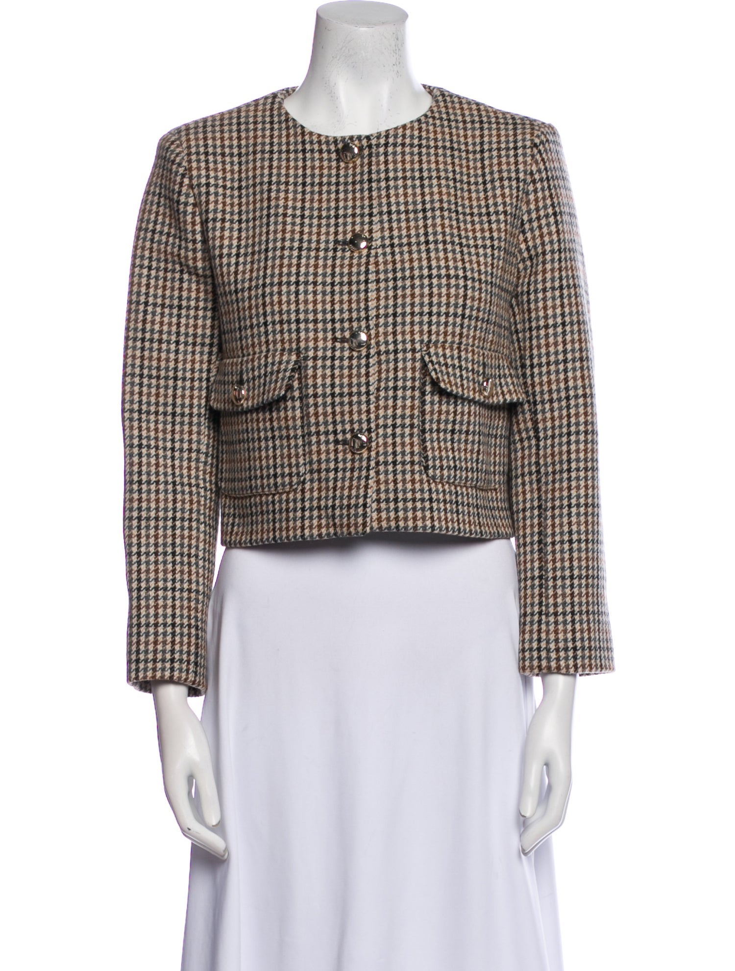 Maje Wool Houndstooth Print Evening Jacket