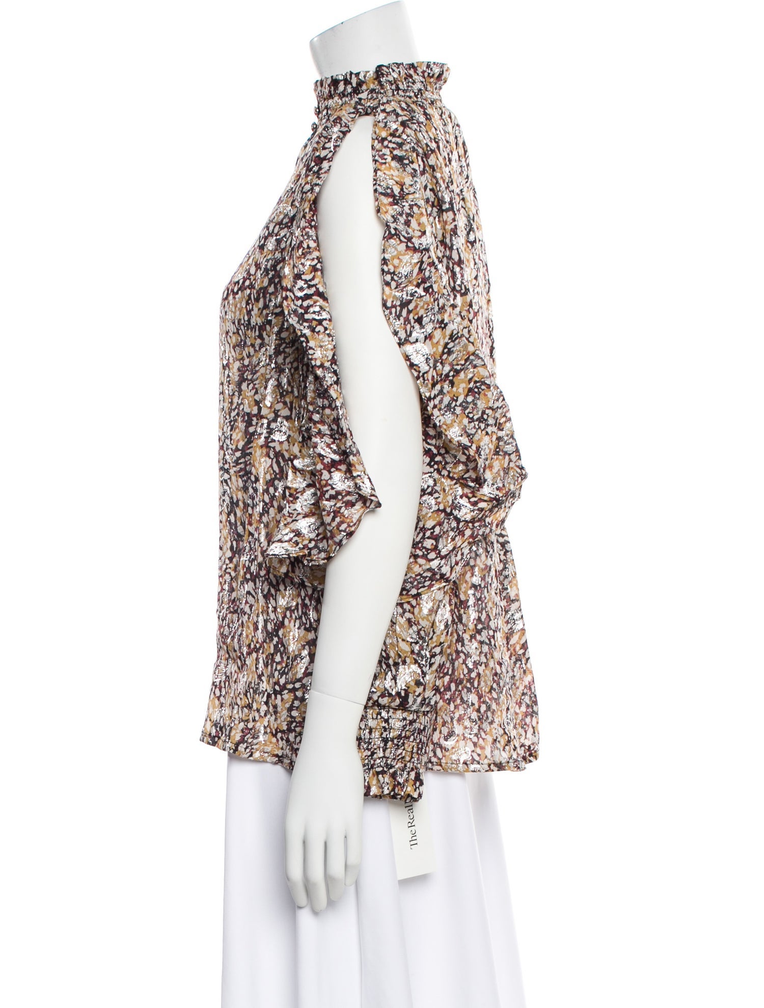 Maje Printed Mock Neck Blouse