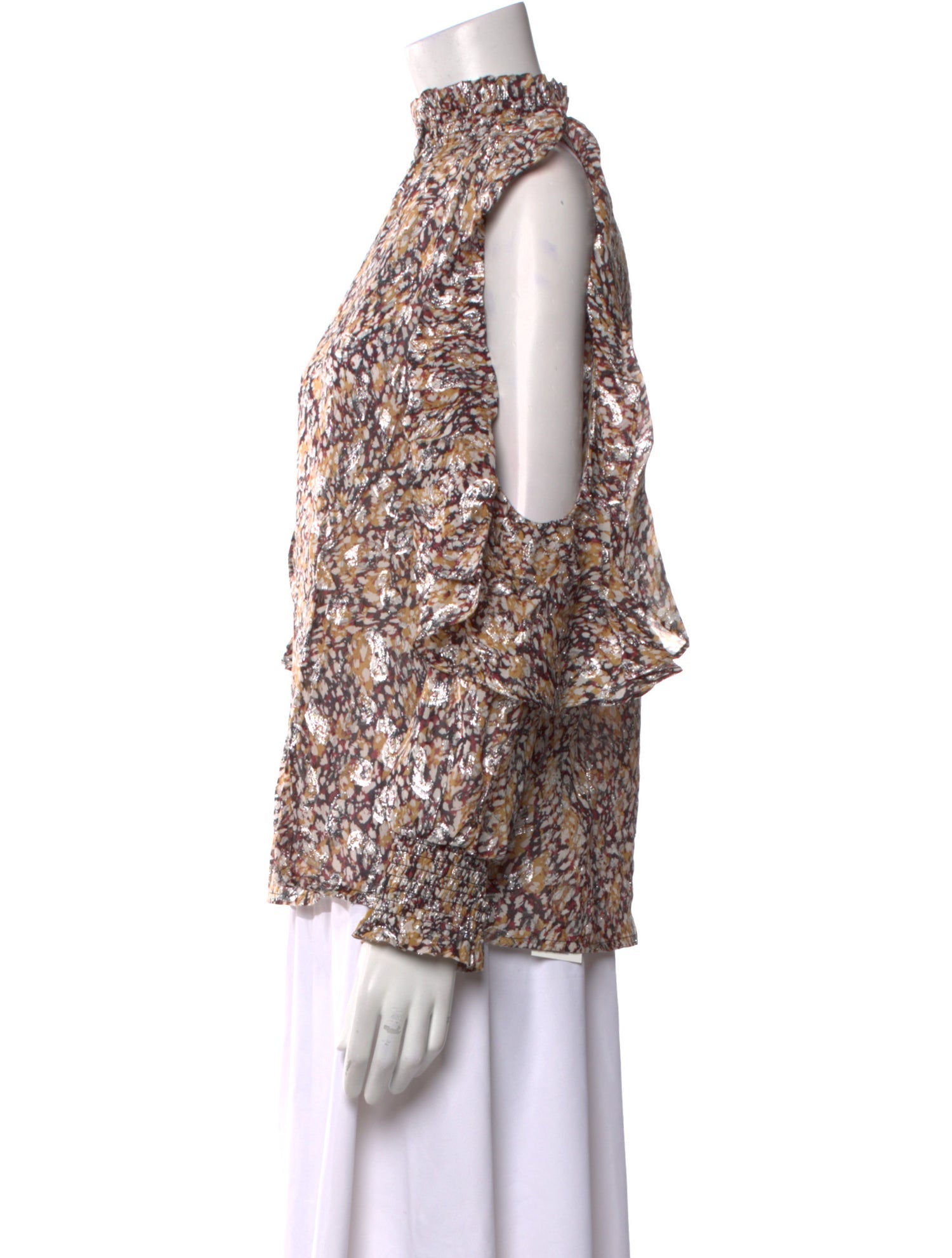 Maje Floral Print Mock Neck Blouse