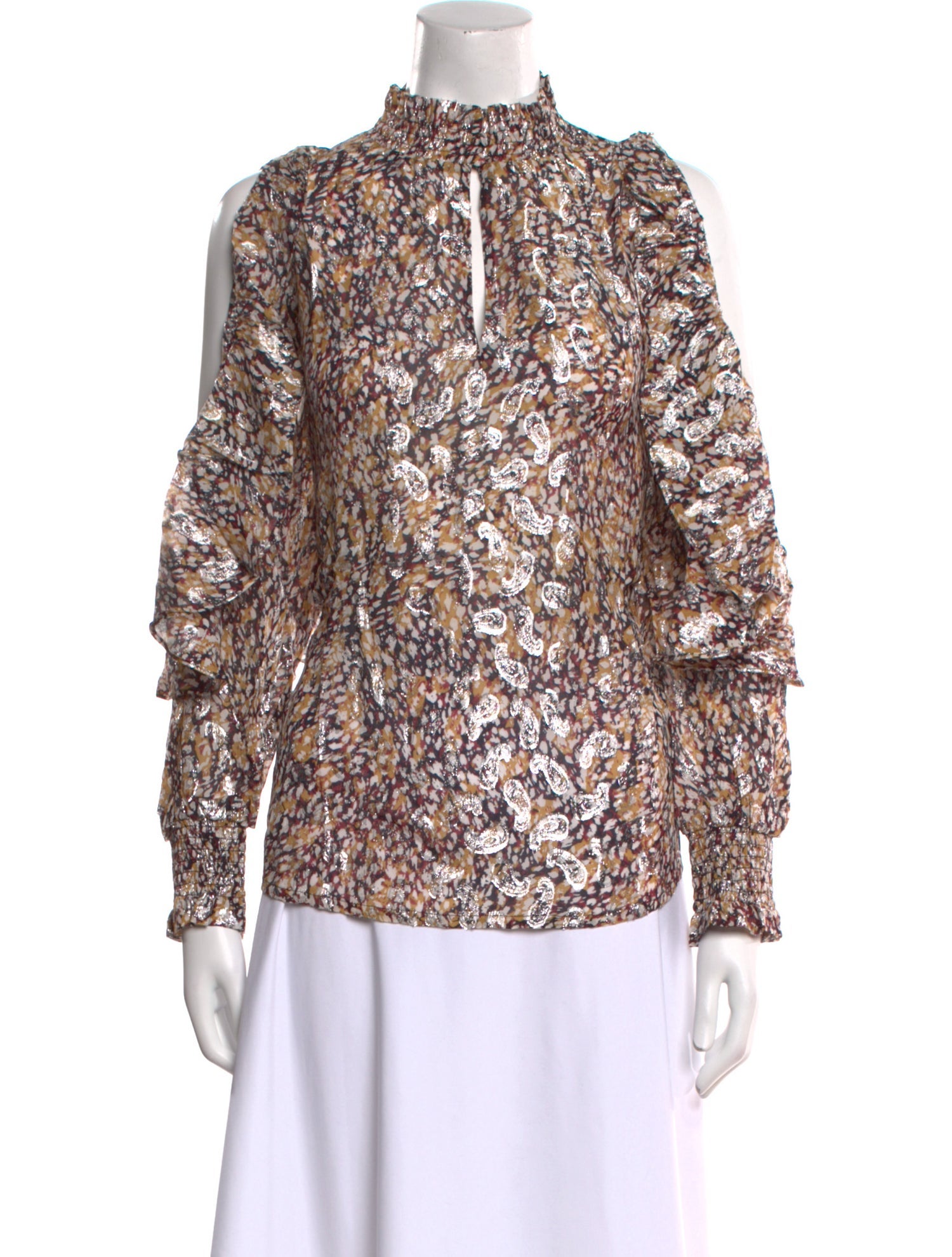 Maje Printed Mock Neck Blouse w/ Tags