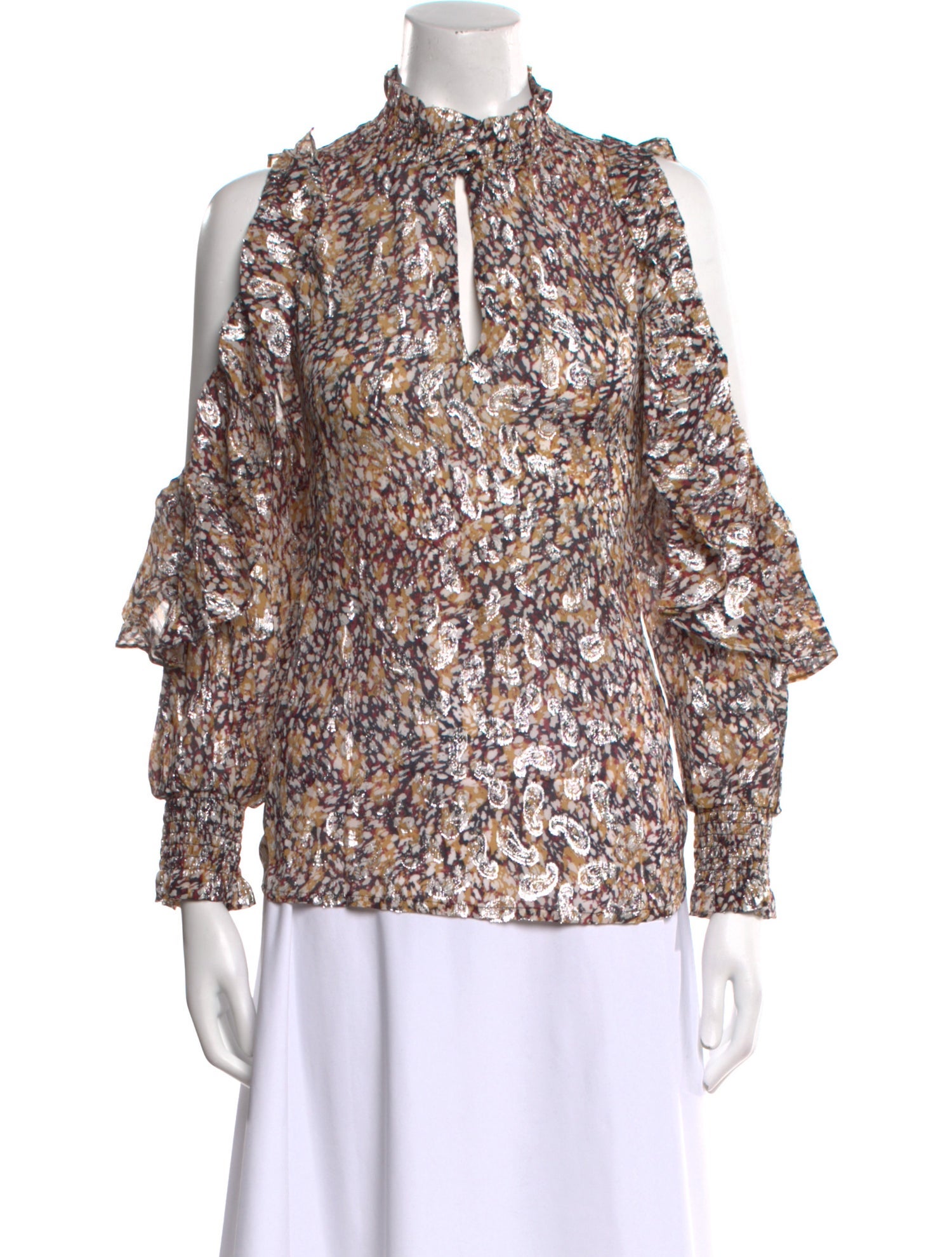 Maje Floral Print Mock Neck Blouse w/ Tags