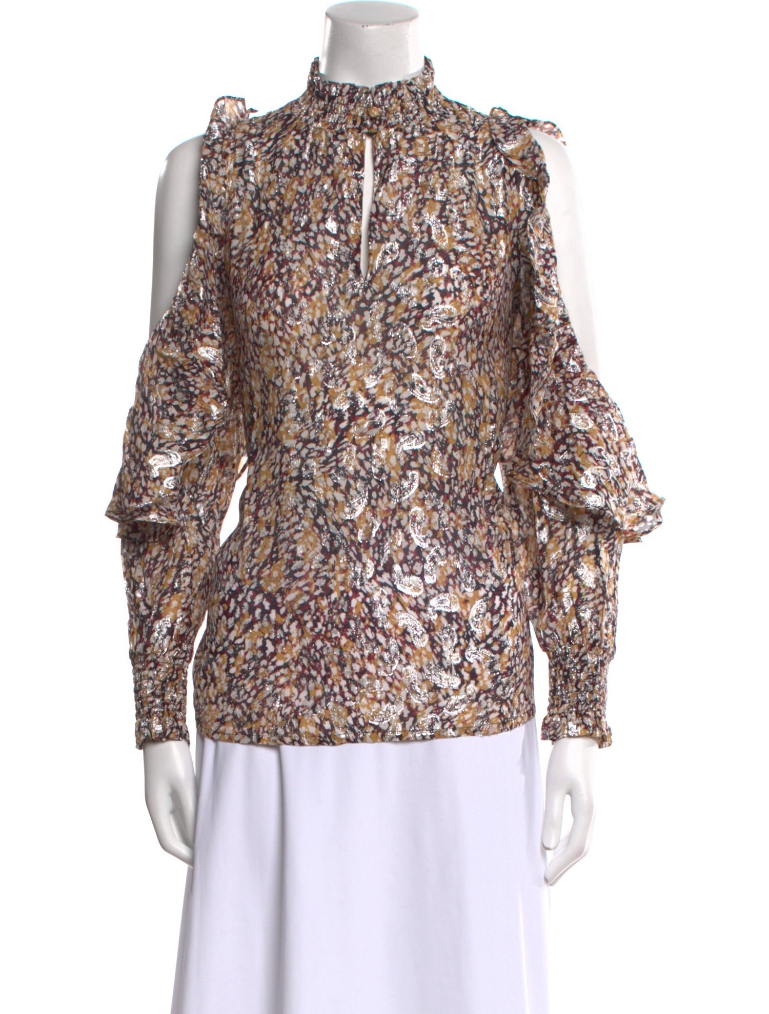 Maje Printed Mock Neck Blouse w/ Tags