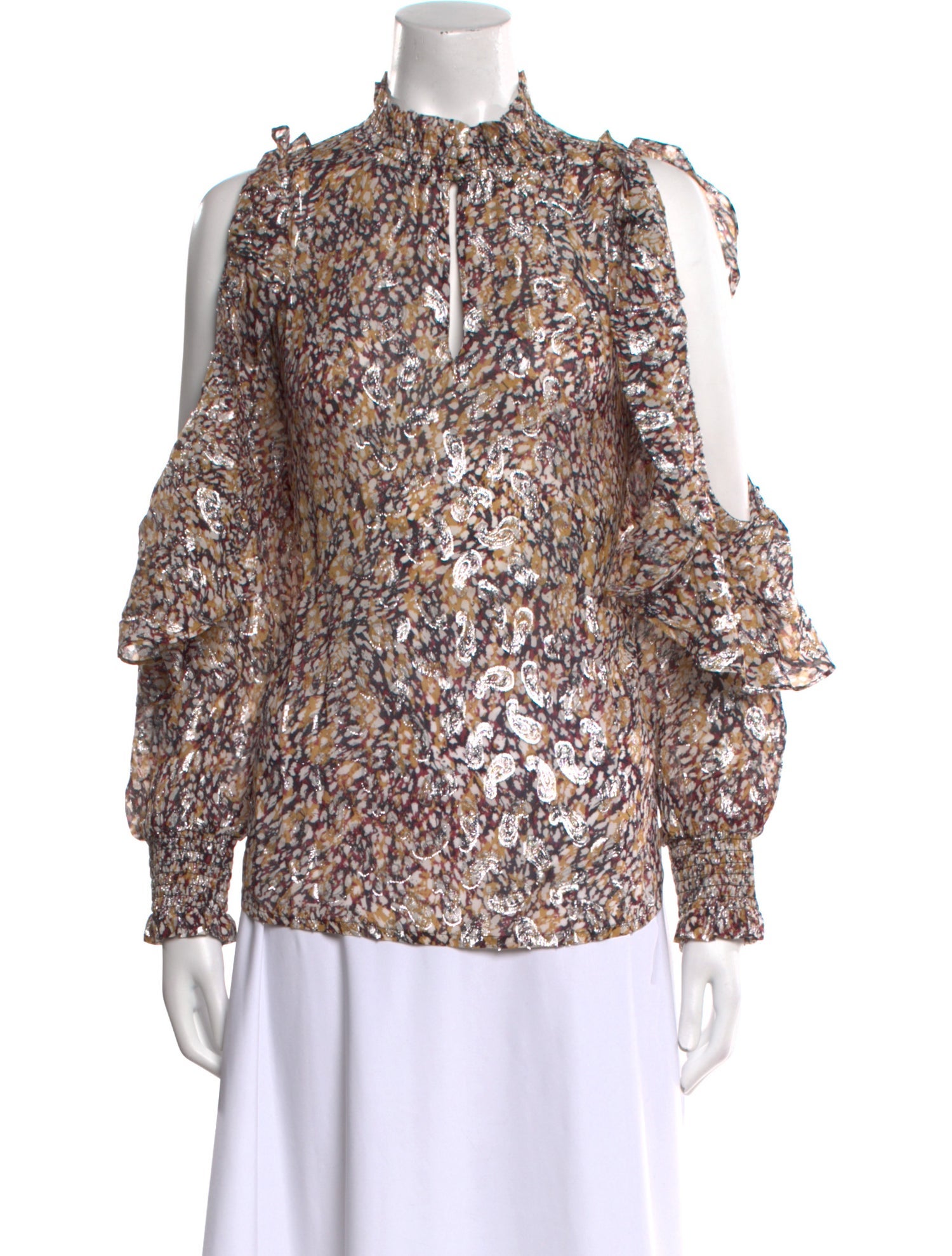 Maje Printed Mock Neck Blouse w/ Tags