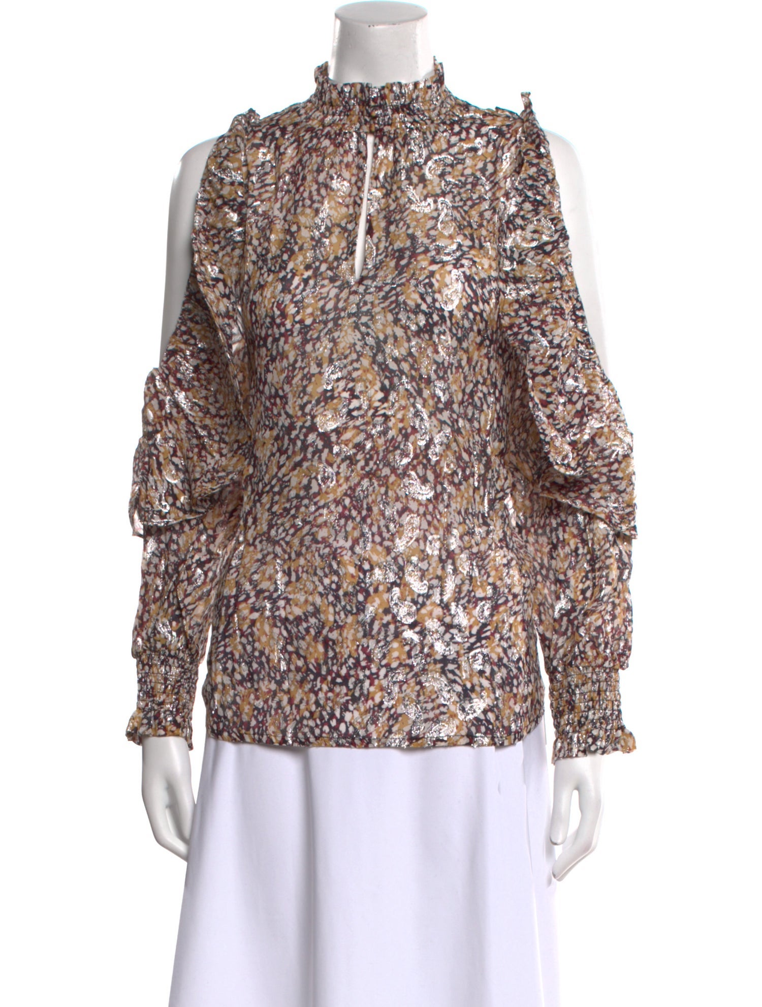 Maje Printed Mock Neck Blouse w/ Tags